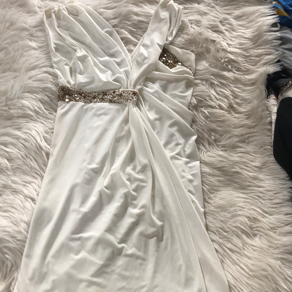 White sexy Rhinestone mini dress